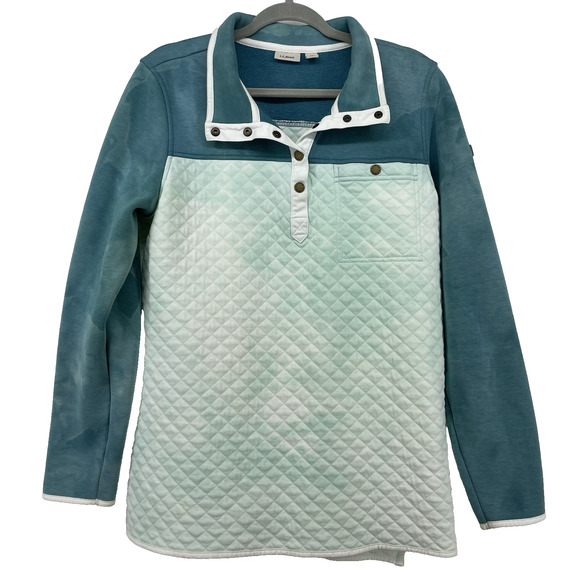 LL Bean Size XL Quilted Pullover Sweatshirt Snap Button Colorblock Mock Neck - Picture 1 of 8